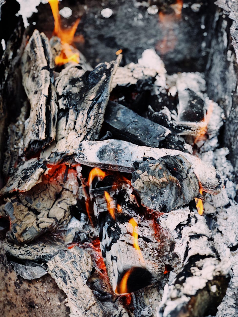 photo of pile of burning wood