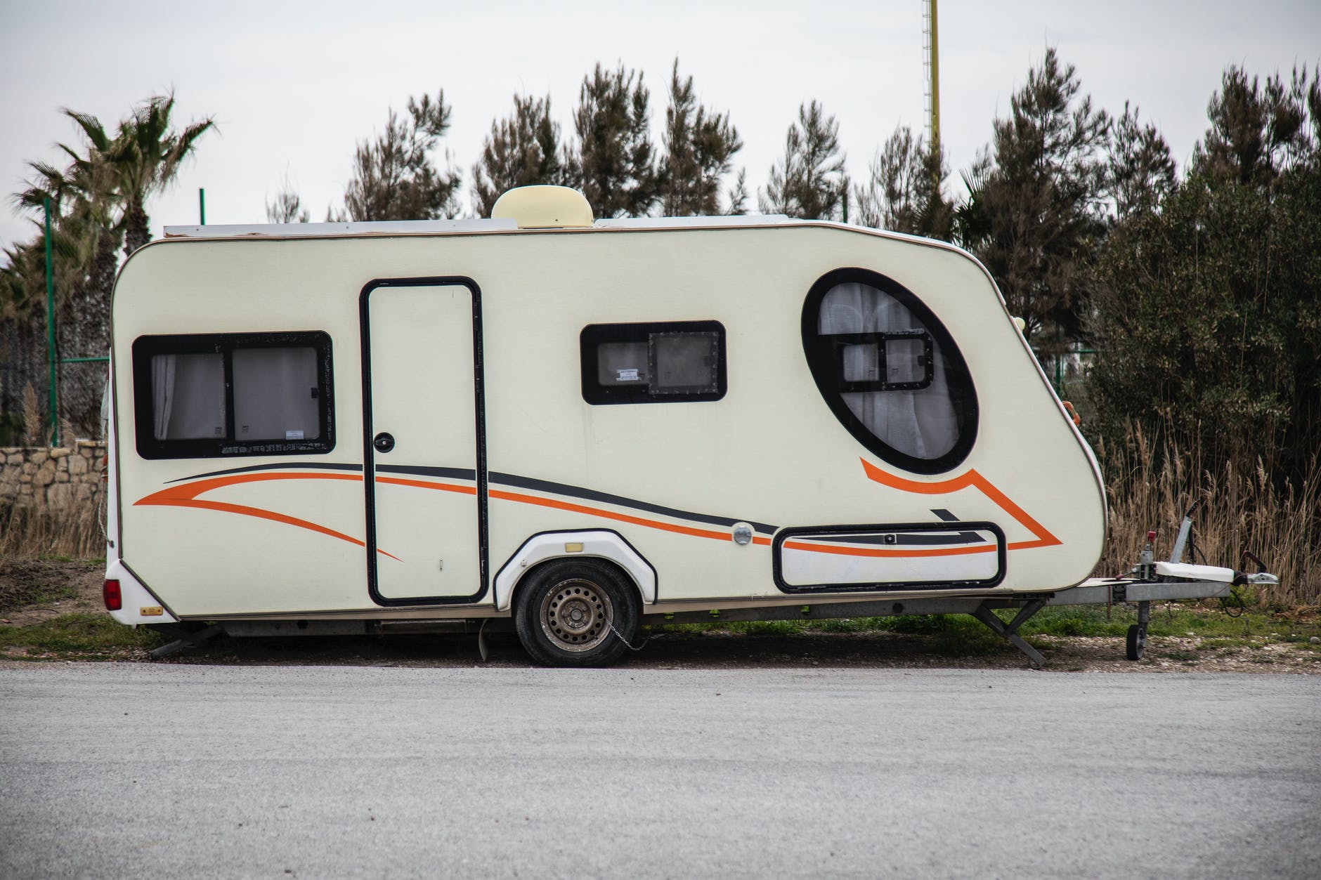 white travel trailer